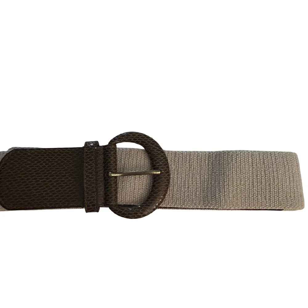 Coldwater Creek Brown Snakeskin Tan Elastic Stretch Cinch Belt 1X 2X